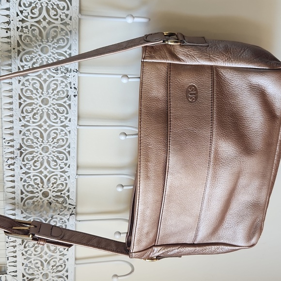 SAS Handbags - Vintage SAS Metallic Golden Pebbled Leather CROSSBODY Shoulder Bag Purse